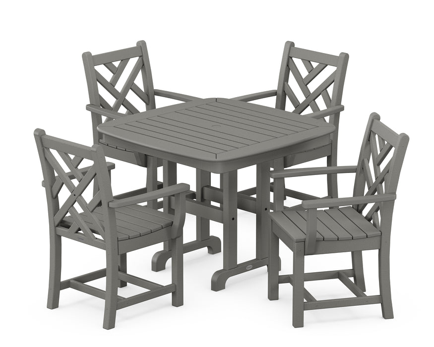 POLYWOOD Chippendale 5-Piece Dining Set in Slate Grey