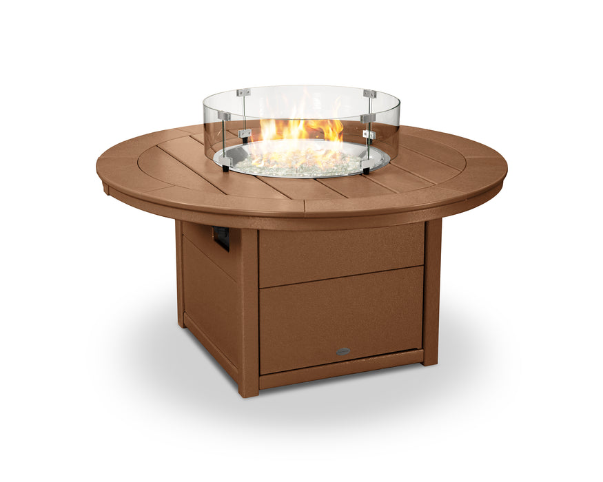 POLYWOOD Round 48" Fire Pit Table in Teak