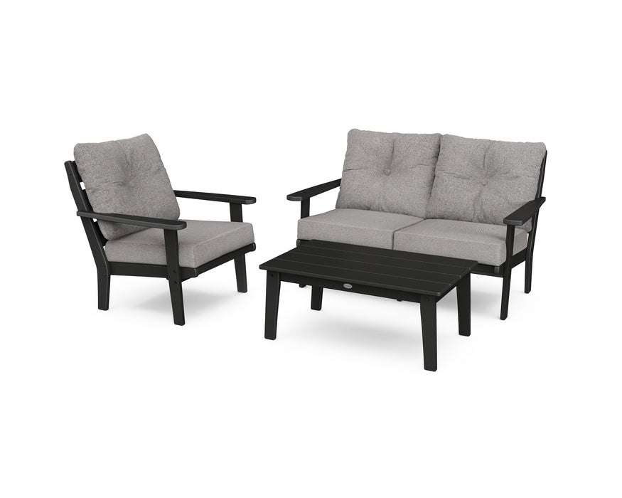 POLYWOOD Lakeside 3-Piece Deep Seating Set in Black / Grey Mist