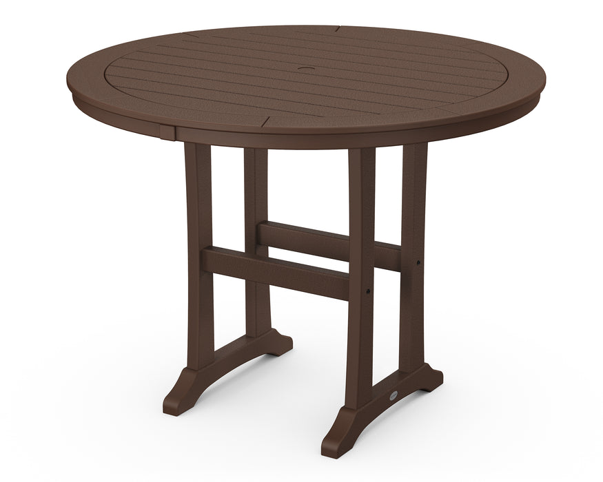 POLYWOOD Nautical Trestle 48" Round Counter Table in Mahogany image