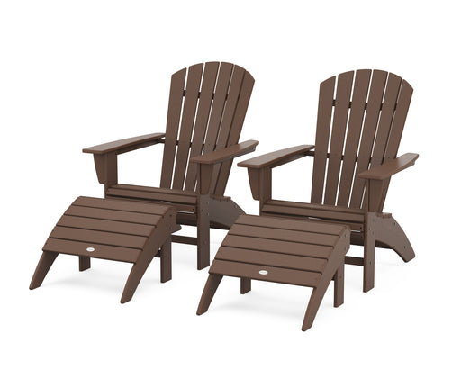 POLYWOOD Nautical Curveback Adirondack Chair 4-Piece Set with Ottomans in Mahogany image