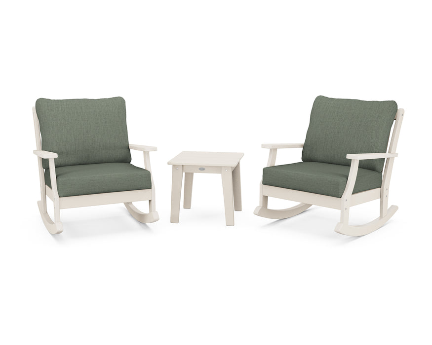 POLYWOOD Braxton 3-Piece Deep Seating Rocker Set in Sand / Cast Sage