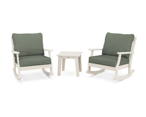 POLYWOOD Braxton 3-Piece Deep Seating Rocker Set in Sand / Cast Sage image