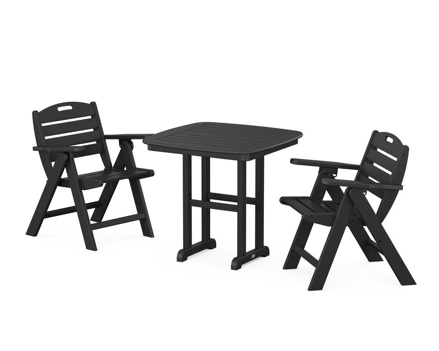 POLYWOOD Nautical Lowback Chair 3-Piece Dining Set in Black