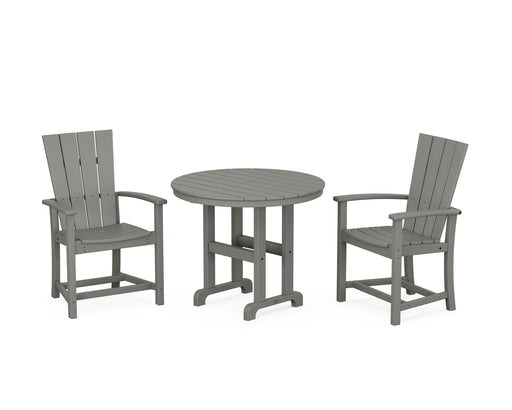 POLYWOOD Quattro 3-Piece Round Farmhouse Dining Set in Slate Grey image