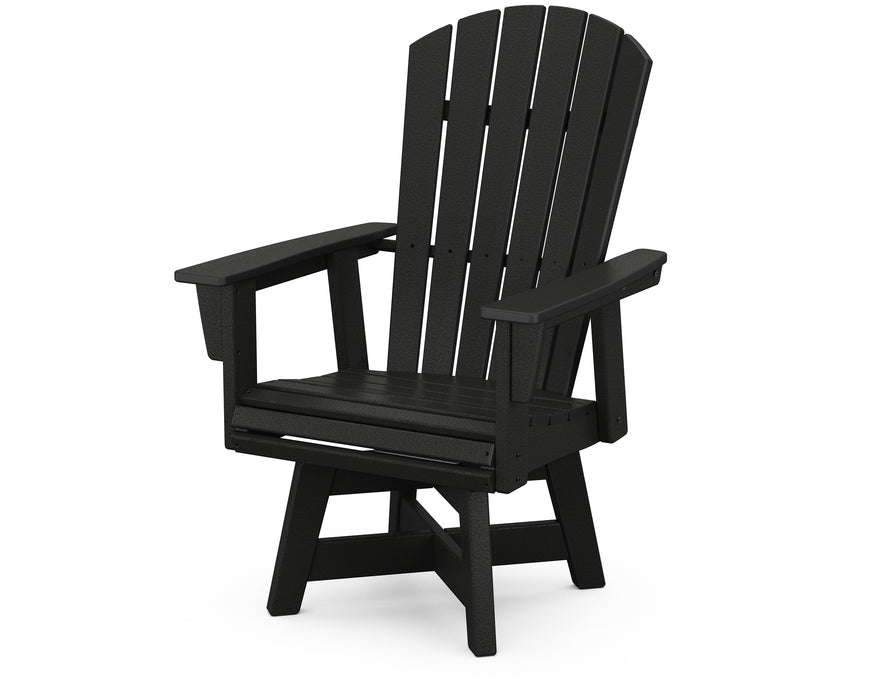 POLYWOOD Nautical Curveback Adirondack Swivel Dining Chair in Black image