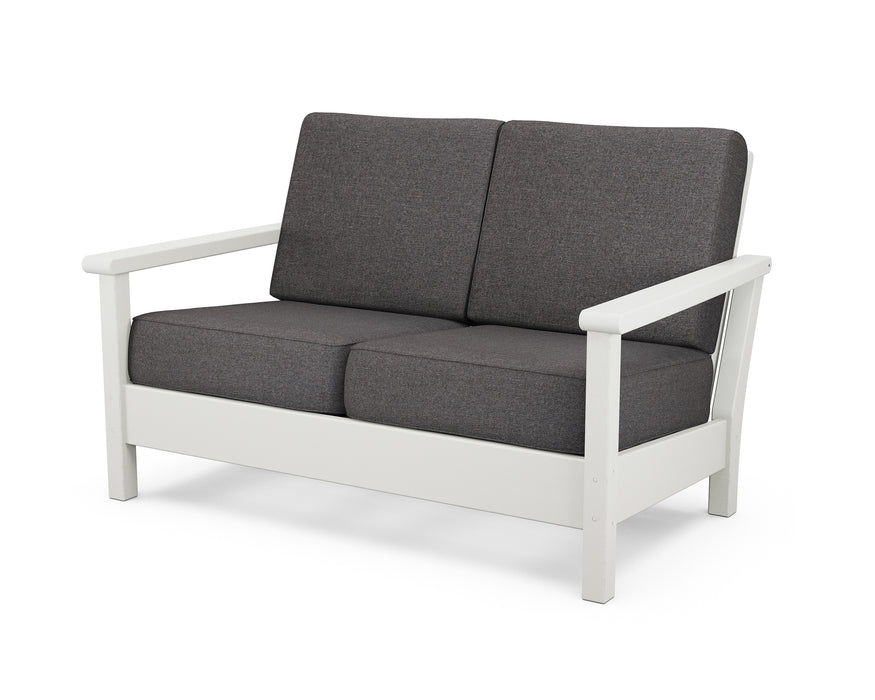 POLYWOOD Harbour Deep Seating Loveseat in Vintage White / Ash Charcoal