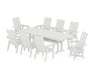 POLYWOOD Modern Curveback Adirondack Swivel 9-Piece Farmhouse Dining Set with Trestle Legs in Vintage White image