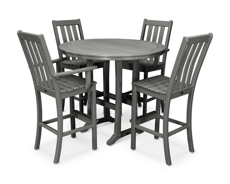 POLYWOOD Vineyard 5-Piece Nautical Trestle Bar Set in Slate Grey