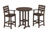 POLYWOOD Lakeside 3-Piece Round Bar Arm Chair Set in Mahogany image