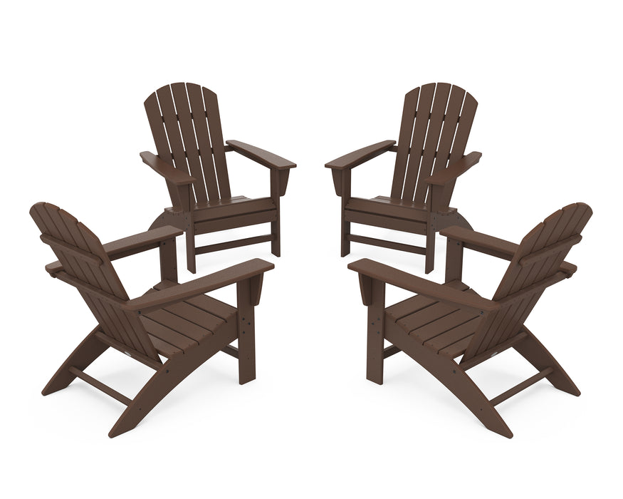 POLYWOOD Nautical 4-Piece Adirondack Conversation Set in Mahogany