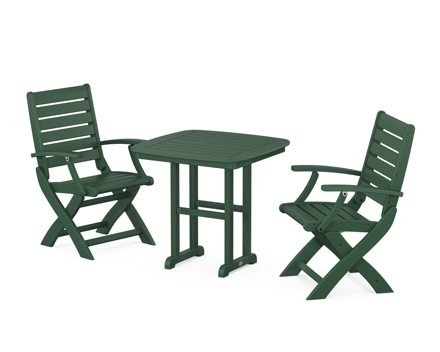 POLYWOOD Signature Folding Chair 3-Piece Dining Set in Green image