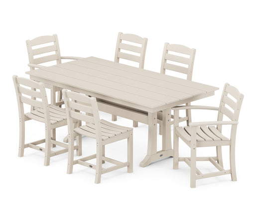 POLYWOOD La Casa Cafe 7-Piece Farmhouse Trestle Dining Set in Sand image