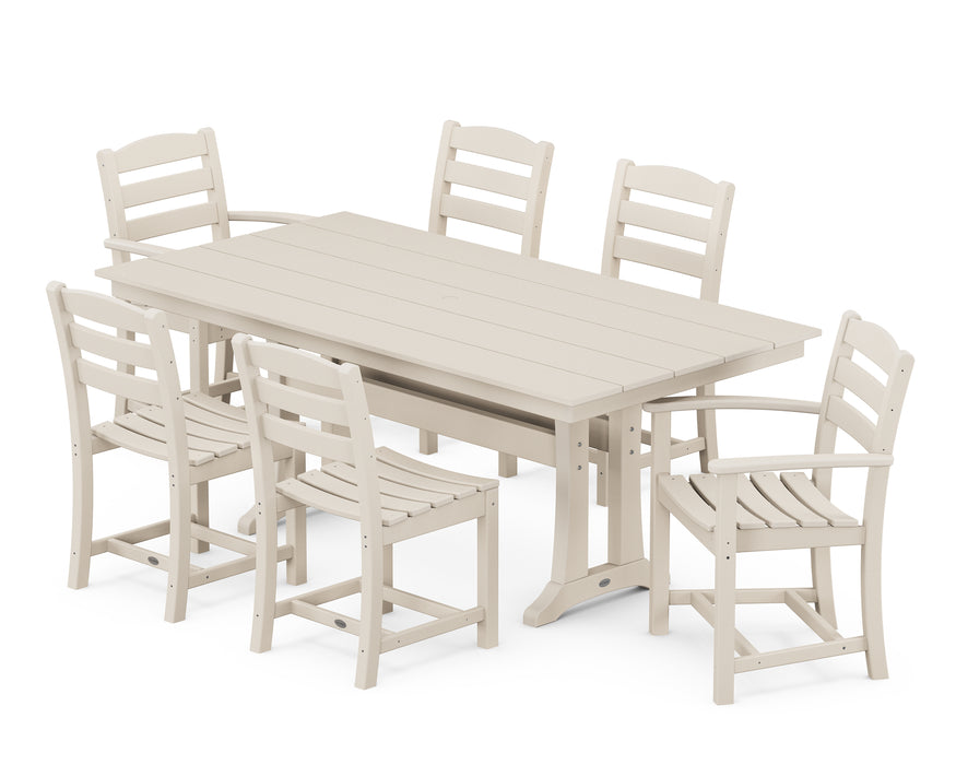 POLYWOOD La Casa Cafe 7-Piece Farmhouse Trestle Dining Set in Sand image