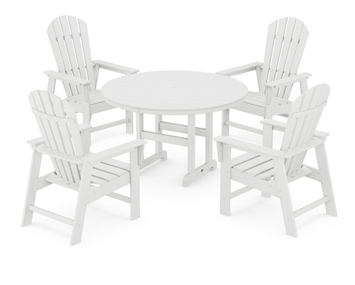 POLYWOOD South Beach 5-Piece Round Farmhouse Dining Set in White image