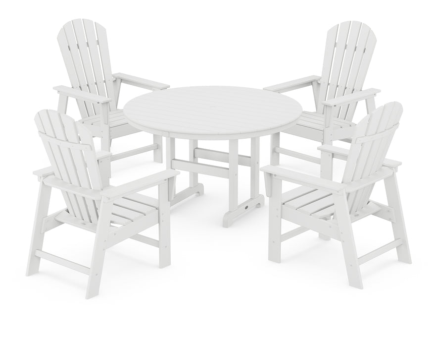 POLYWOOD South Beach 5-Piece Round Farmhouse Dining Set in White image