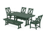 POLYWOOD Braxton 6-Piece Farmhouse Dining Set With Trestle Legs in Green image