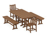 POLYWOOD Traditional Garden 5-Piece Farmhouse Dining Set with Benches in Teak image