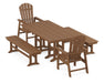 POLYWOOD South Beach 5-Piece Farmhouse Dining Set with Benches in Teak image