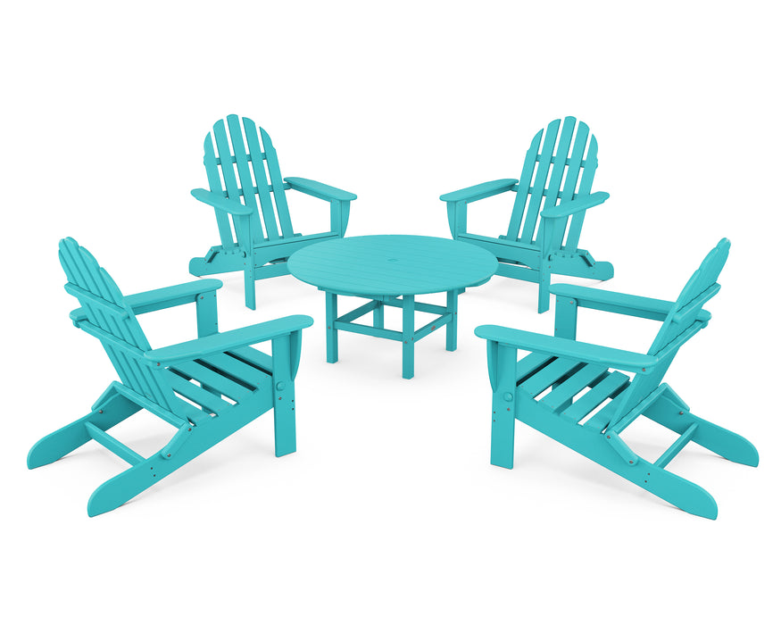 POLYWOOD Classic Folding Adirondack 5-Piece Conversation Group in Aruba image