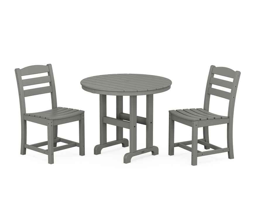 POLYWOOD La Casa Cafe Side Chair 3-Piece Round Dining Set in Slate Grey