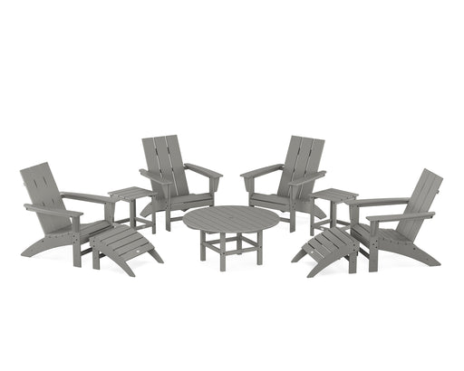 POLYWOOD Modern Adirondack Chair 9-Piece Conversation Set in Slate Grey image