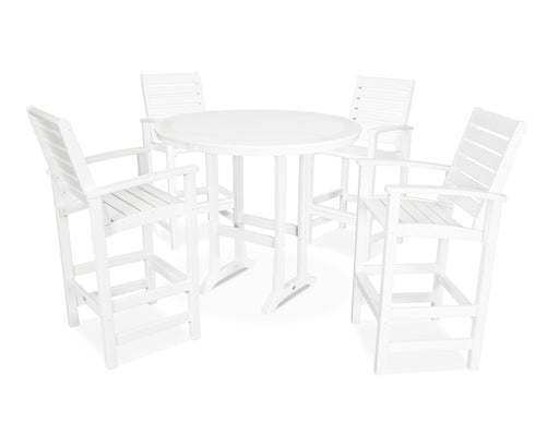 POLYWOOD 5 Piece Signature Bar Dining Set in White image