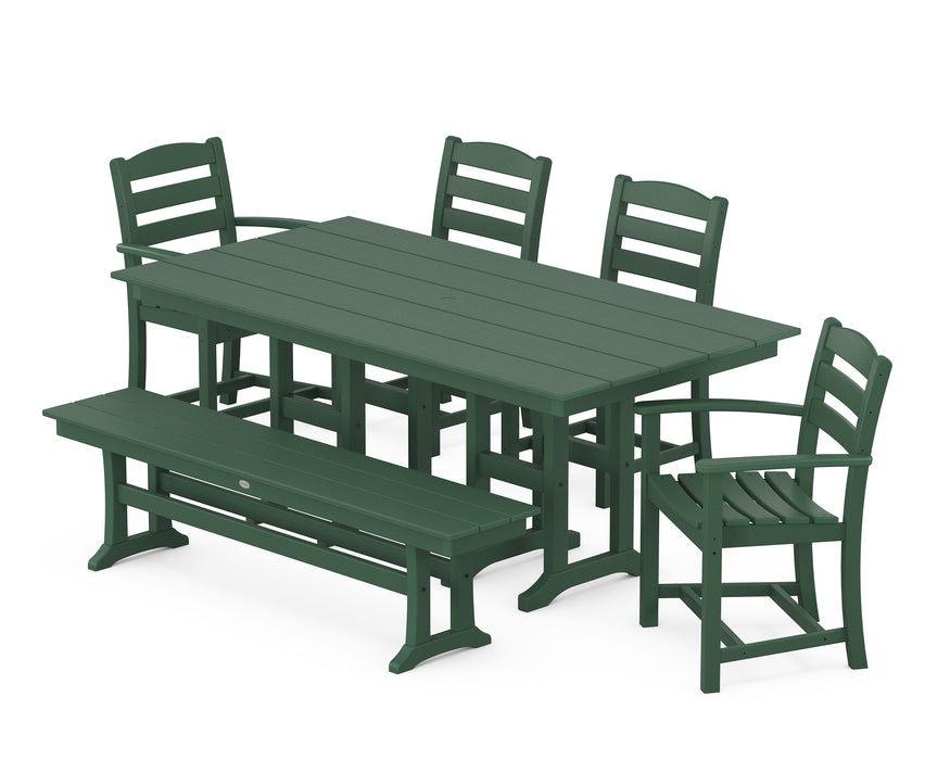 POLYWOOD La Casa Cafe 6-Piece Farmhouse Dining Set with Bench in Green image