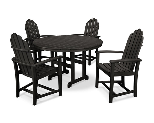 POLYWOOD Classic Adirondack 5-Piece Round Farmhouse Dining Set in Black image