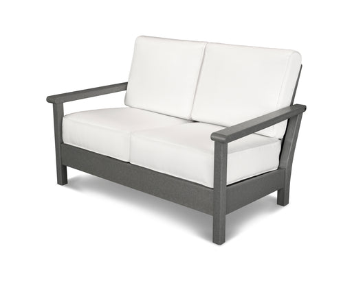 POLYWOOD Harbour Deep Seating Loveseat in Slate Grey / Natural image