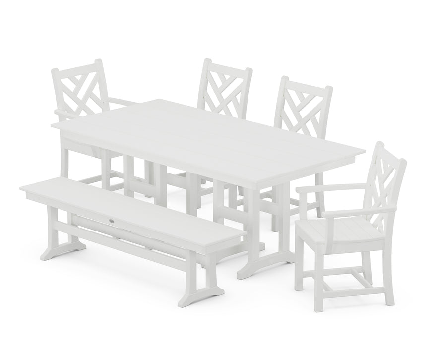 POLYWOOD Chippendale 6-Piece Farmhouse Dining Set in White image