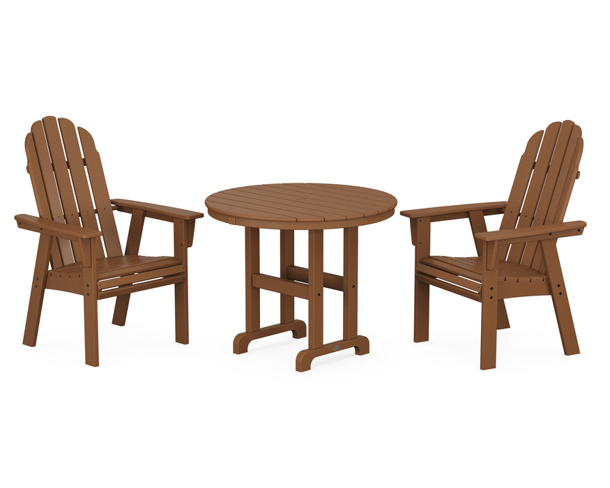 POLYWOOD Vineyard Adirondack 3-Piece Round Dining Set in Teak