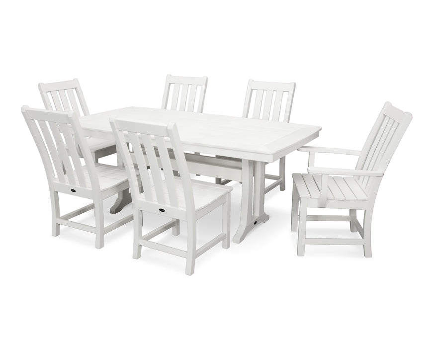 POLYWOOD Vineyard 7-Piece Dining Set with Trestle Legs in White