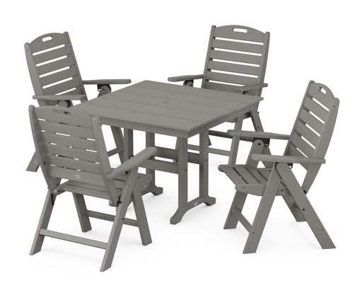 POLYWOOD Nautical Highback Chair 5-Piece Farmhouse Dining Set in Slate Grey image