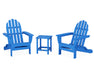 POLYWOOD Classic Folding Adirondack 3-Piece Set with Long Island 18" Side Table in Pacific Blue image