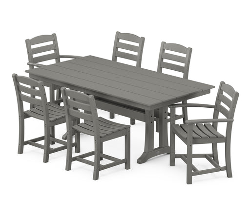 POLYWOOD La Casa Cafe 7-Piece Farmhouse Trestle Dining Set in Slate Grey image