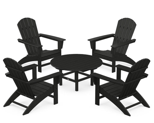 POLYWOOD Nautical 5-Piece Adirondack Chair Conversation Set in Black image