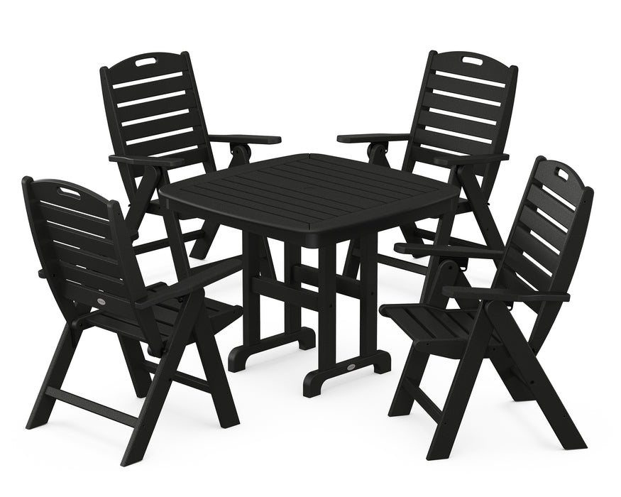 POLYWOOD Nautical Highback Chair 5-Piece Dining Set in Black