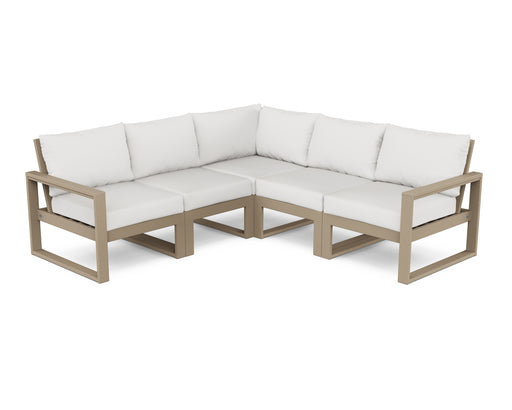 POLYWOOD EDGE 5-Piece Modular Deep Seating Set in Vintage Sahara / Natural Linen image