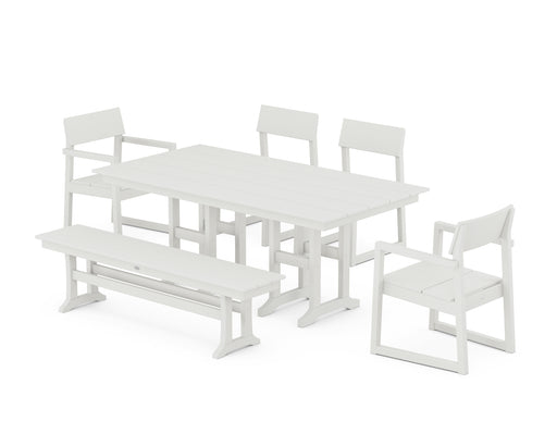 POLYWOOD EDGE 6-Piece Farmhouse Dining Set in Vintage White image