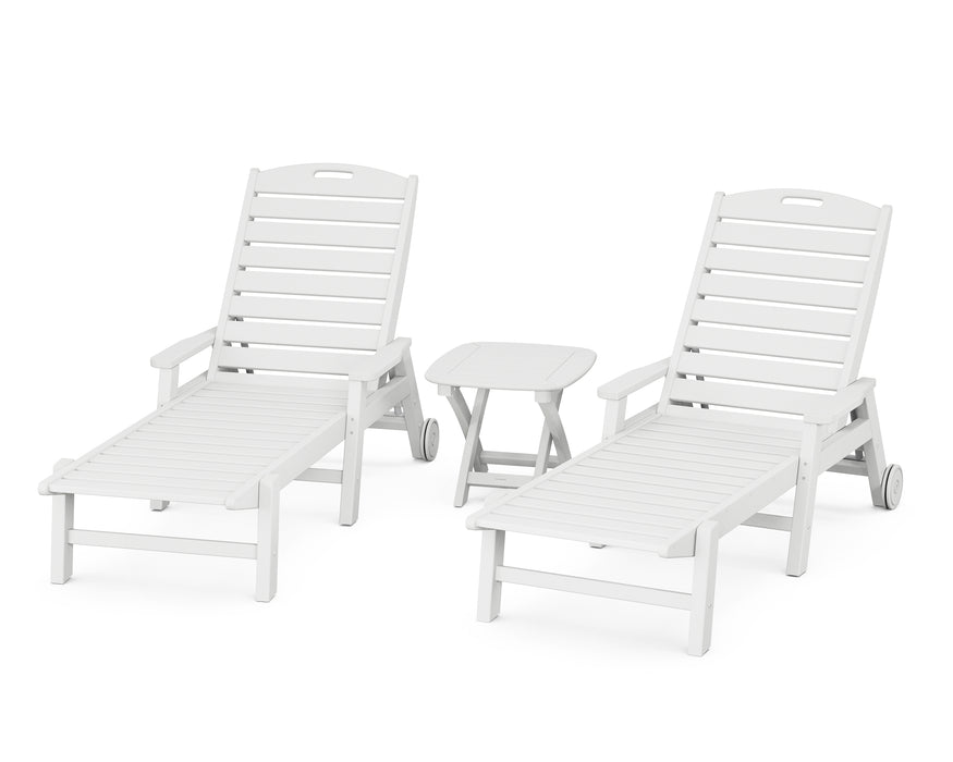 POLYWOOD Nautical 3-Piece Chaise Set in White