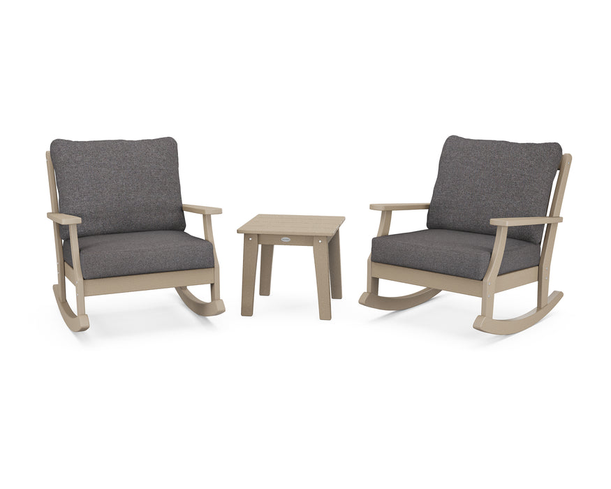 POLYWOOD Braxton 3-Piece Deep Seating Rocker Set in Vintage Sahara / Ash Charcoal