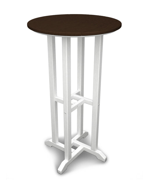 POLYWOOD Contempo 24" Round Bar Table in White / Mahogany image