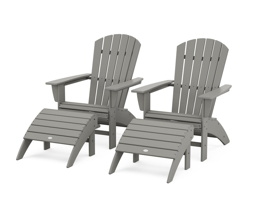 POLYWOOD Nautical Curveback Adirondack Chair 4-Piece Set with Ottomans in Slate Grey image