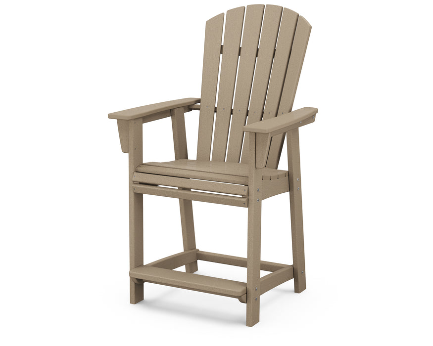 POLYWOOD Nautical Curveback Adirondack Counter Chair in Vintage Sahara