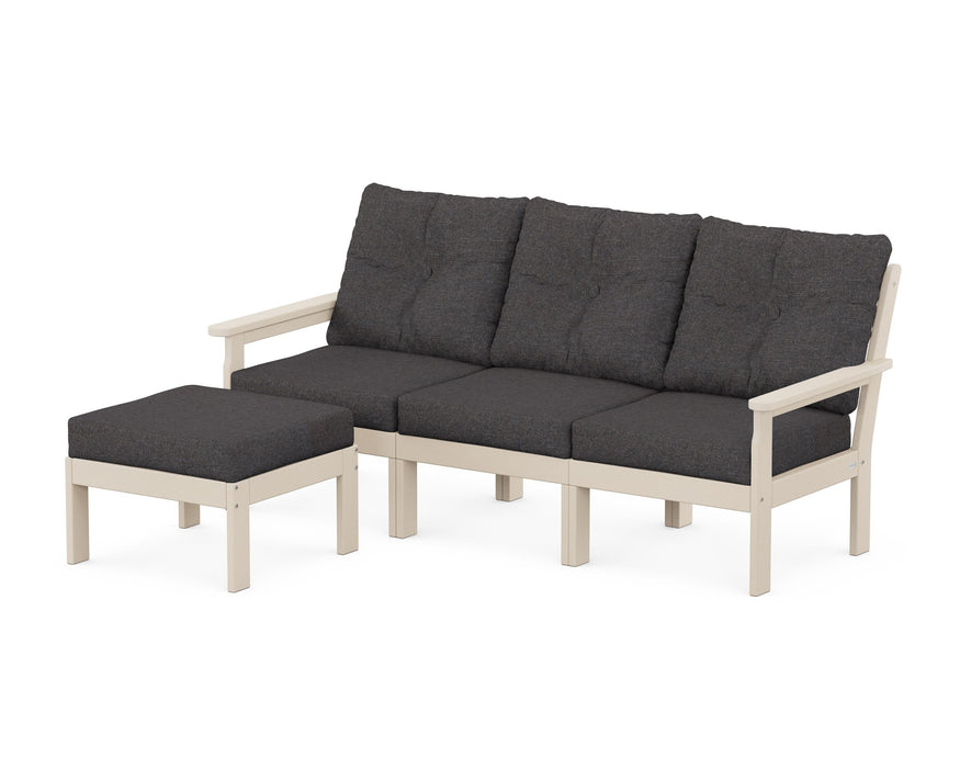 POLYWOOD Vineyard 4-Piece Sectional with Ottoman in Sand / Ash Charcoal