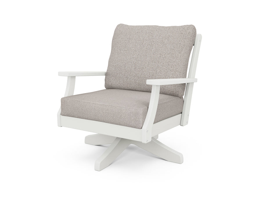 POLYWOOD Braxton Deep Seating Swivel Chair in Vintage White / Weathered Tweed image