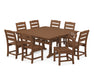 POLYWOOD Lakeside 9-Piece Farmhouse Trestle Dining Set in Teak image