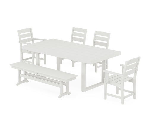 POLYWOOD Lakeside 6-Piece Dining Set with Bench in Vintage White image