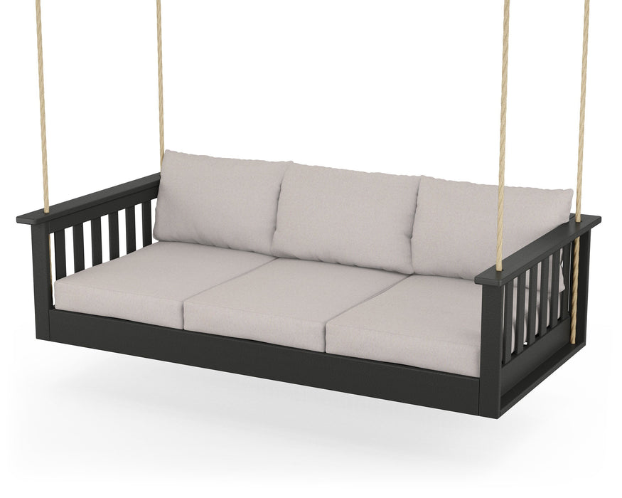 POLYWOOD Vineyard Daybed Swing in Black / Dune Burlap